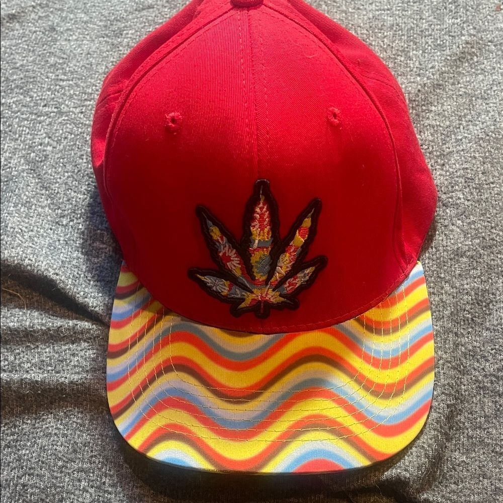 Colorful hat with marijuana symbol